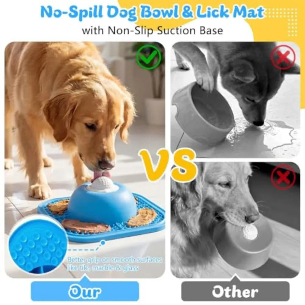 Slow Feeder Dog Lick Bowl With Anti Slip Interactive Ball