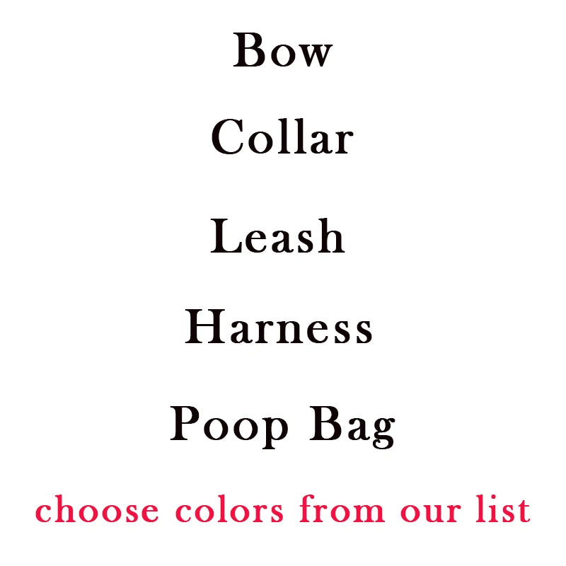 Custom Name Pet Bowtie Dog Harness Leash Set With Bag