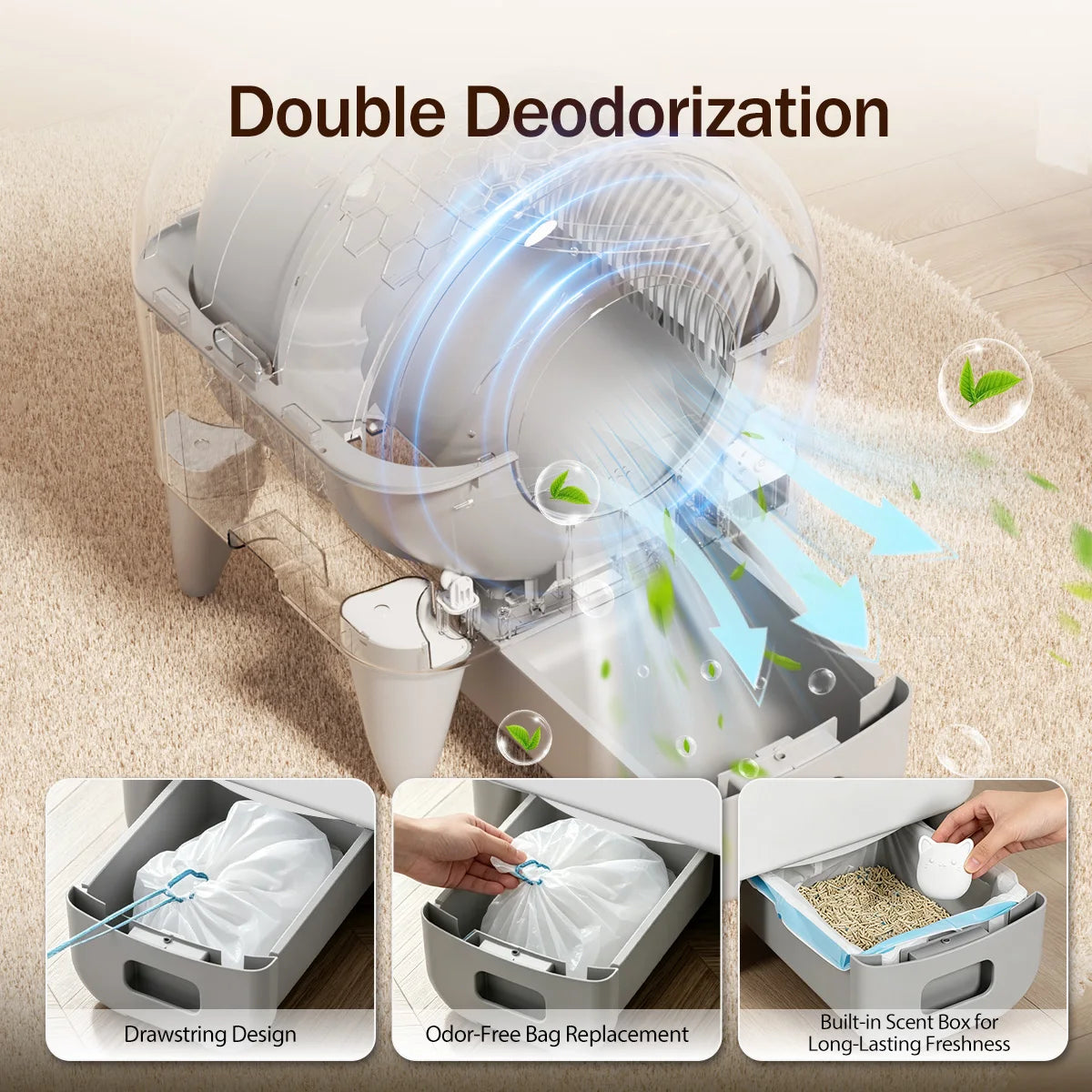 Premium Automatic Self Cleaning Cat Litter Box With App Monitoring