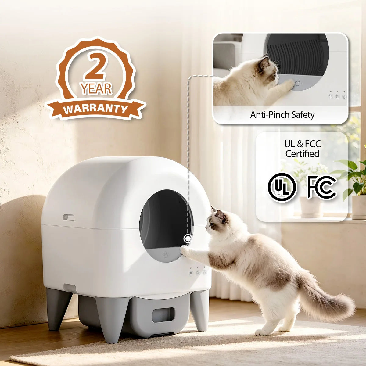 Premium Automatic Self Cleaning Cat Litter Box With App Monitoring