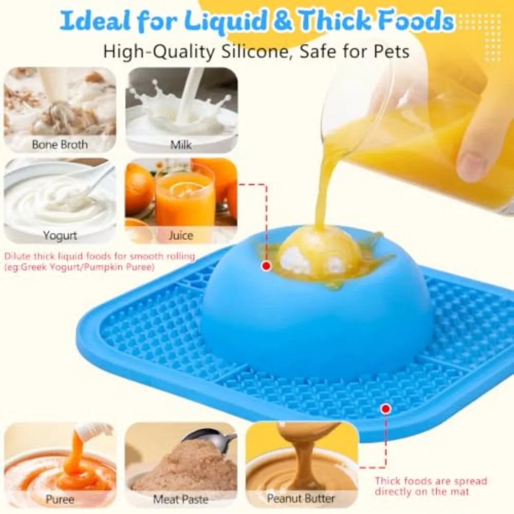 Slow Feeder Dog Lick Bowl With Anti Slip Interactive Ball