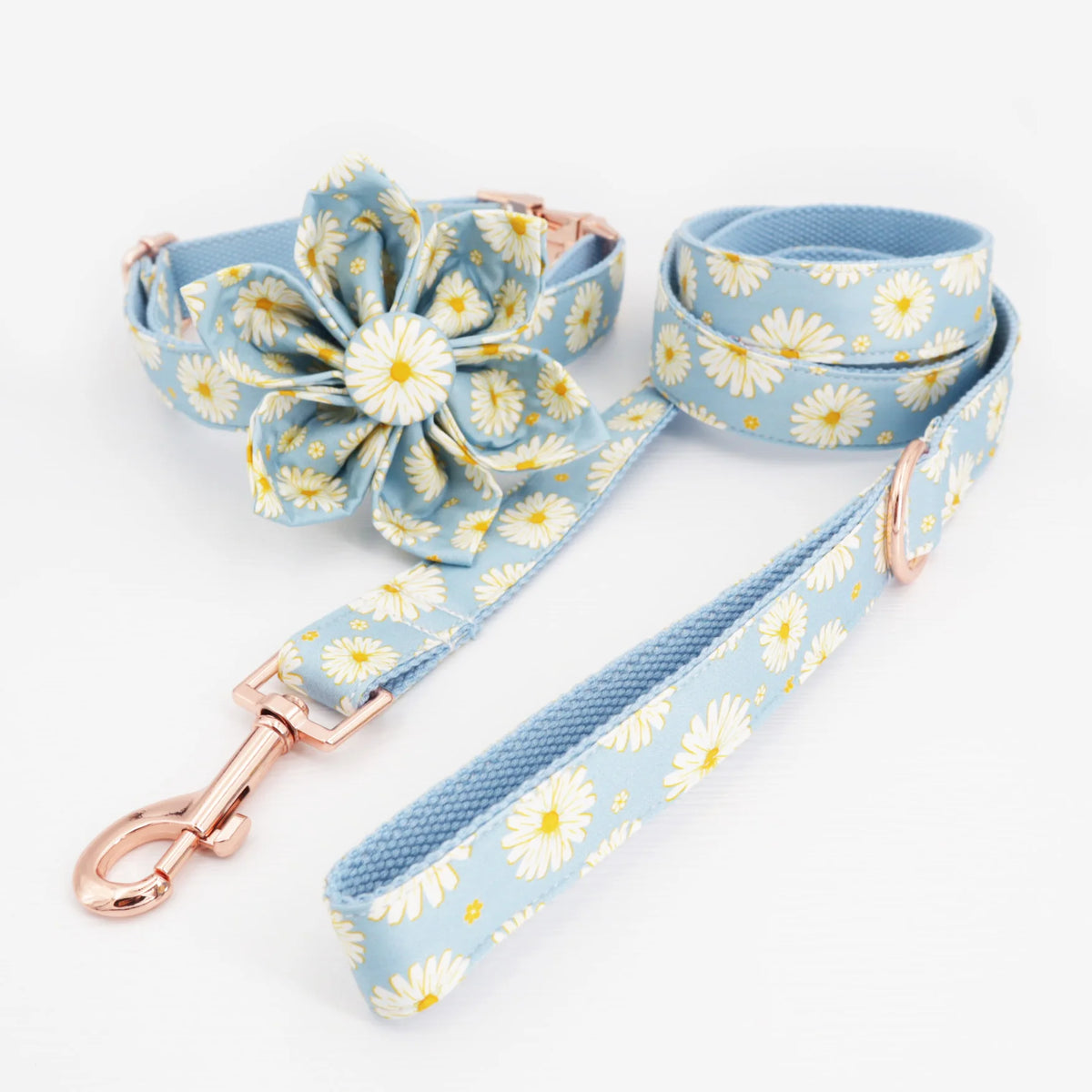 Free Sunday Floral Cotton Dog Collar And Matching Leash Set
