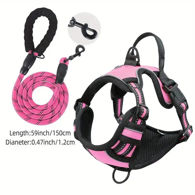 JTPAWS Reflective Service Dog Harness With Front Clip Handle