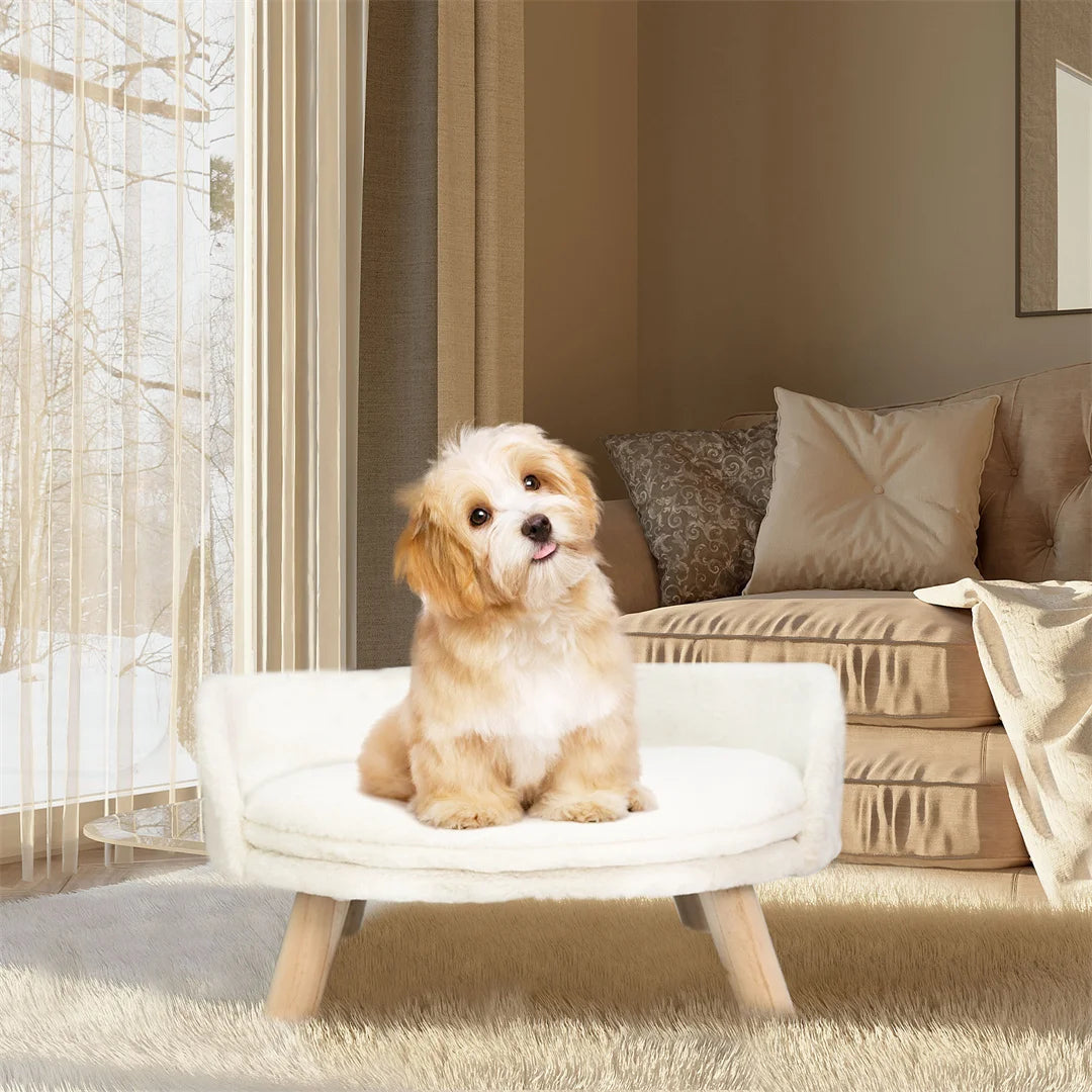 Bingopaw Plush Pet Nesting Chair With Waterproof Wood Leg Pad