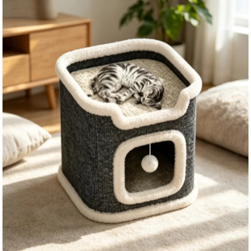 Modern Washable Cat Cave Bed Indoor Hideaway Nest For Pets