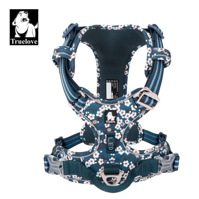 TrueLove Adjustable Nylon Dog Harness With Floral Design