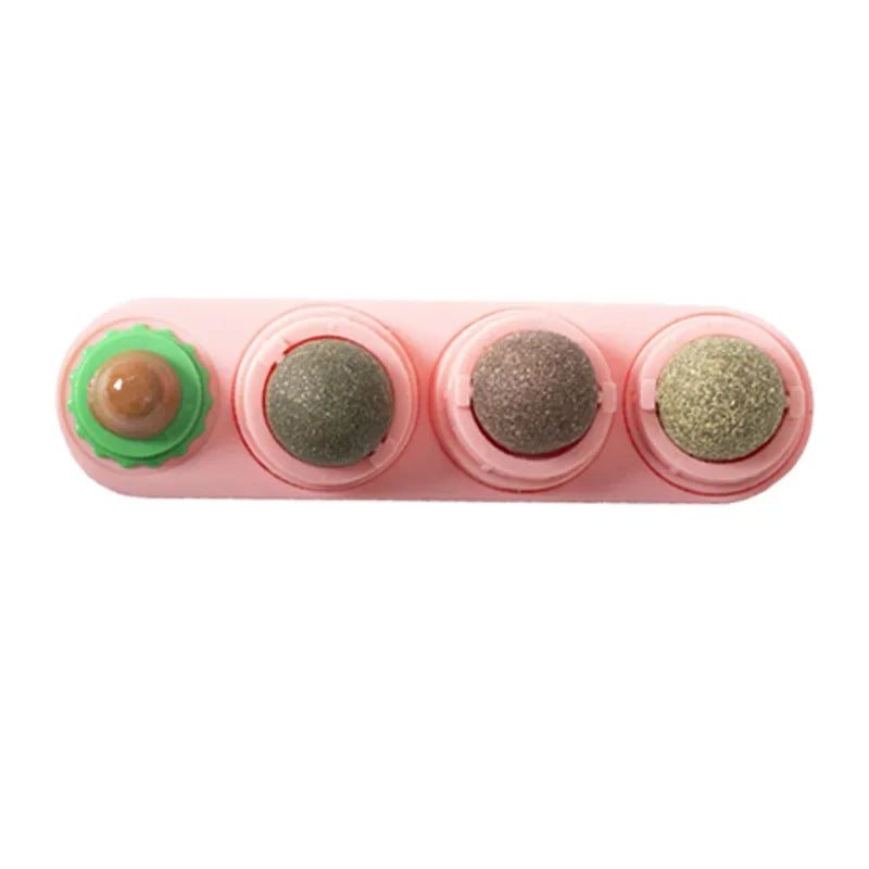 Interactive Rotating Catnip Ball Wall Mount Chew Toy For Pets