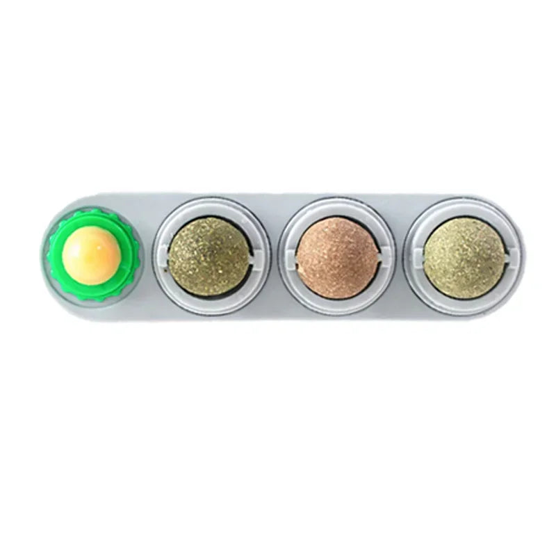 Interactive Rotating Catnip Ball Wall Mount Chew Toy For Pets