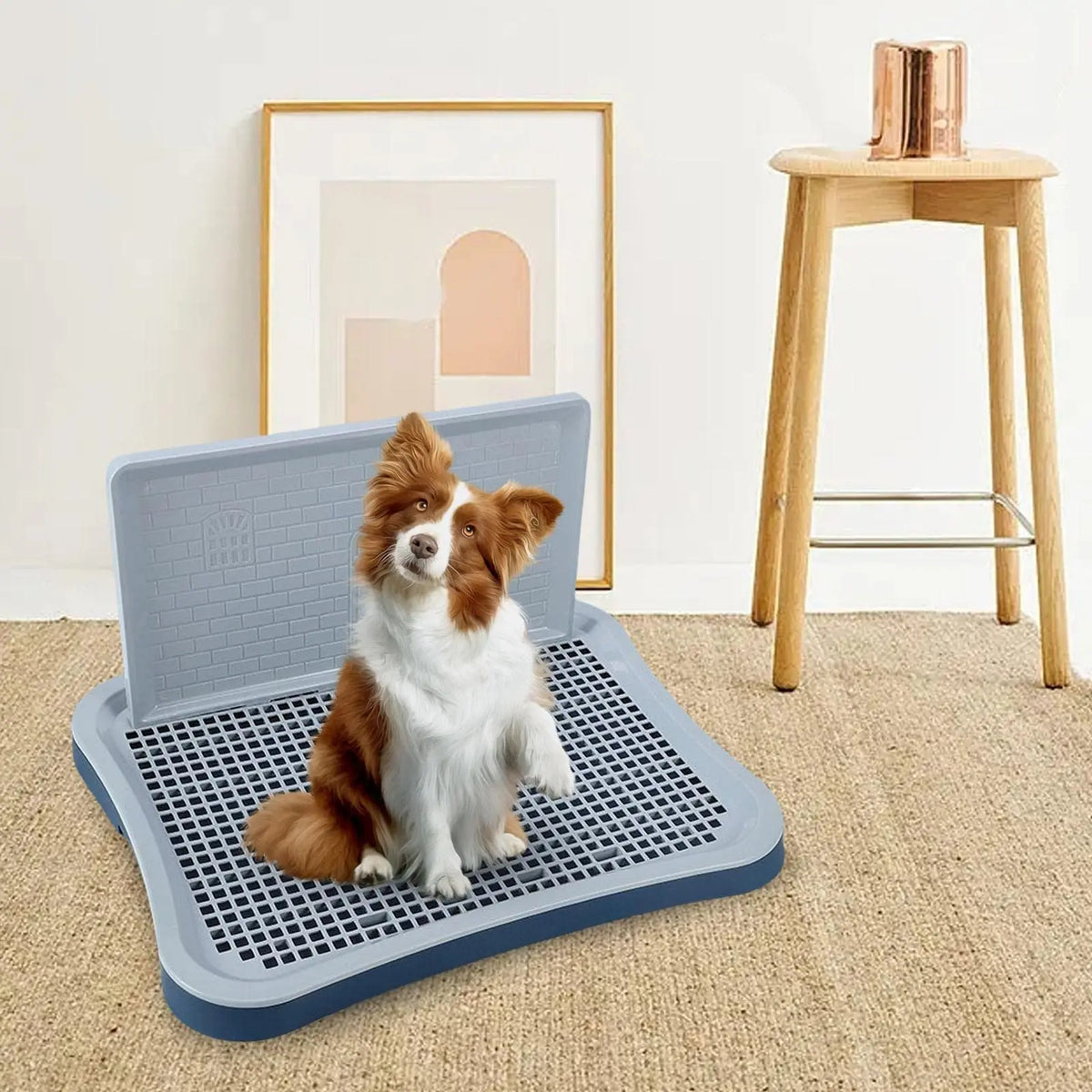 Adjustable Plastic Indoor Dog Potty Tray With Removable Mesh Pad