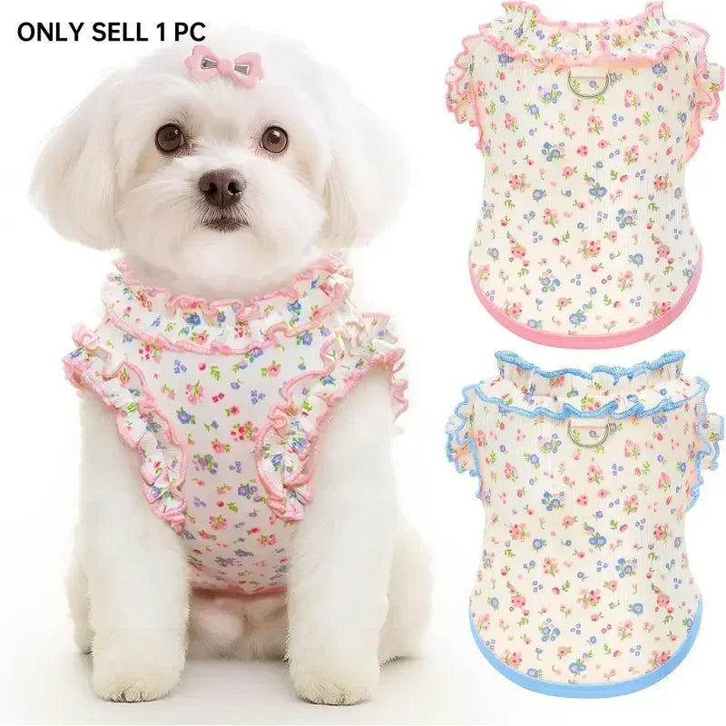 Breathable Summer Pet Ruffled Sleeve Shirt for Small Dogs Cats