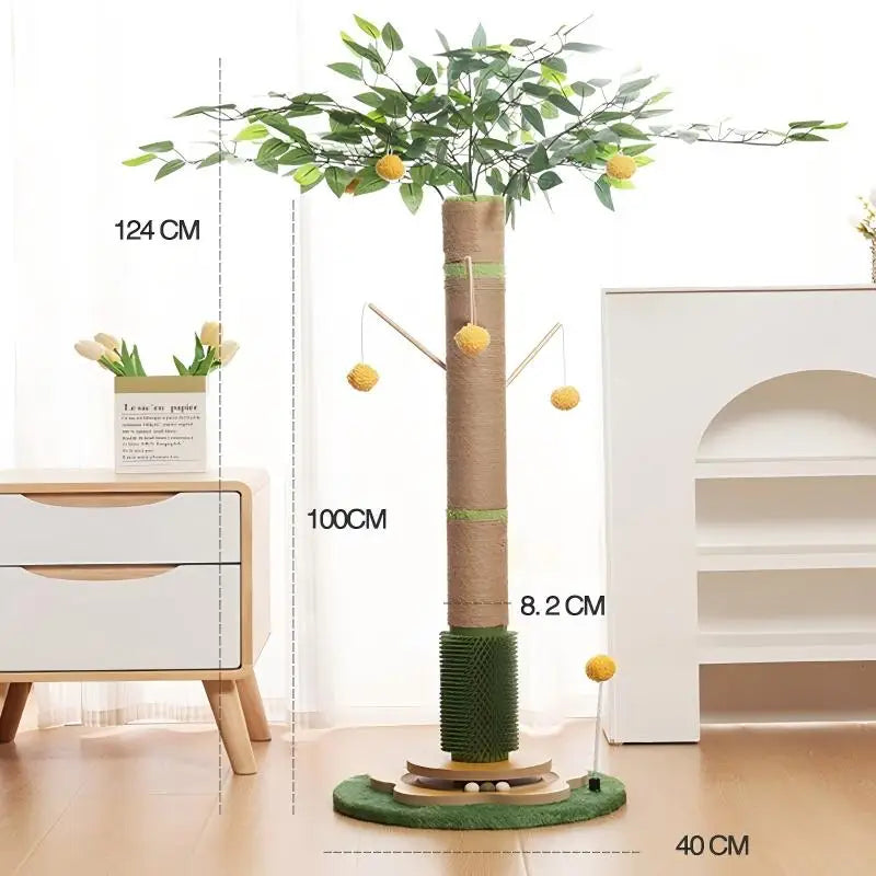 Space Saving Sisal Cat Scratching Tower With Hanging Toy