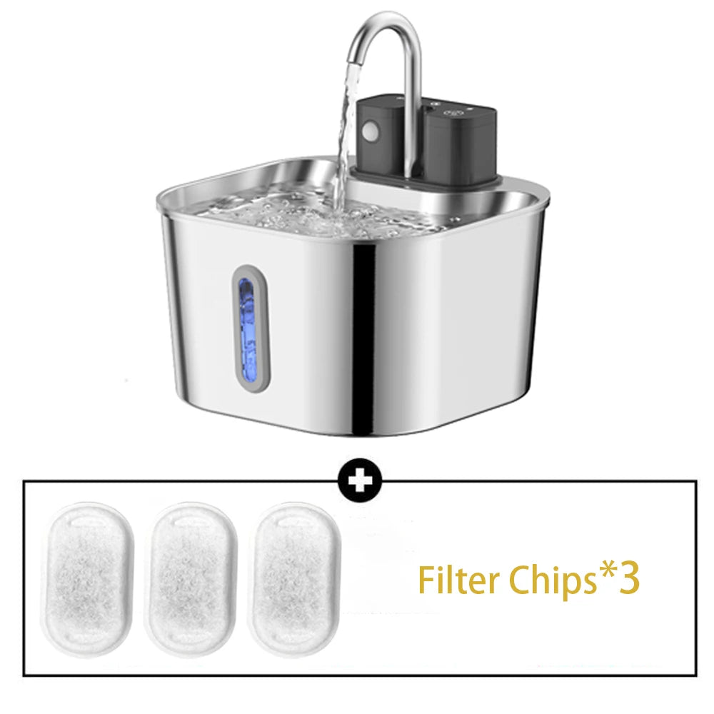 ZYfeeder Smart Stainless Steel Pet Water Fountain With Rechargeable Battery