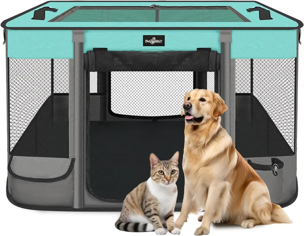 Premium Foldable Waterproof Pet Playpen With Retractable Sunshade