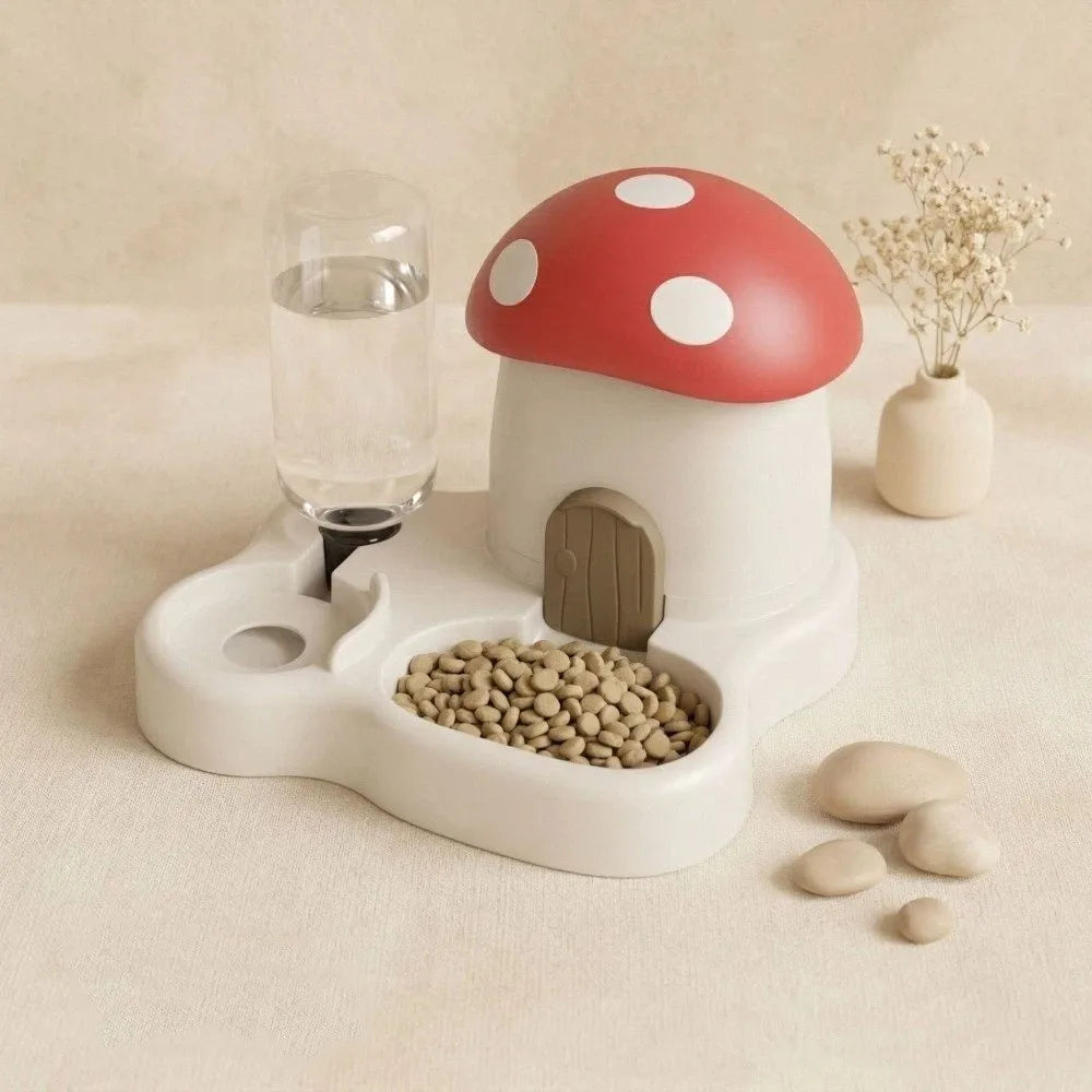 2 In 1 Mushroom Cat Automatic Feeder Combined Water Dispenser