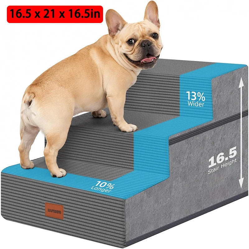 Wooden Ultra Wide Pet Steps With Removable Memory Foam Cover