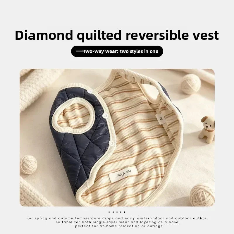 Warm Reversible Quilted Plaid Vest For Small Dogs And Cats