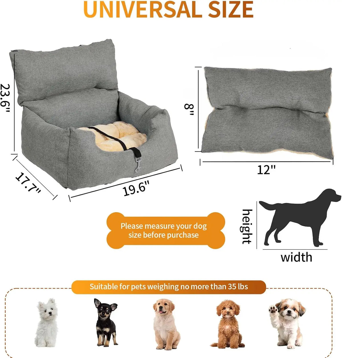 HiMiss Elevated Dog Booster Car Seat With Safety Tether