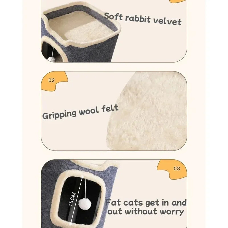 Modern Washable Cat Cave Bed Indoor Hideaway Nest For Pets