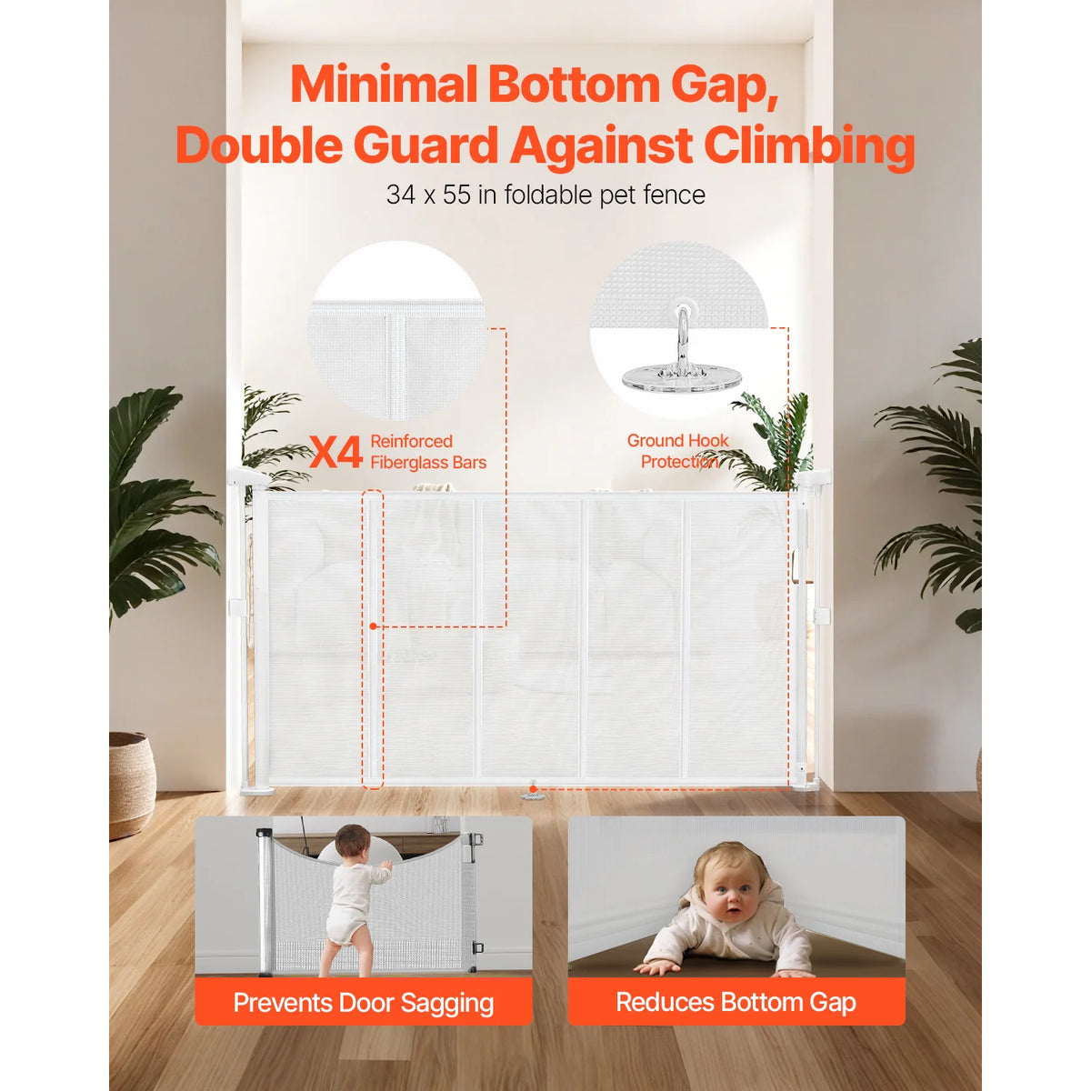 SucceBuy Retractable Baby Gate Pets Indoor Stair Safety Barrier