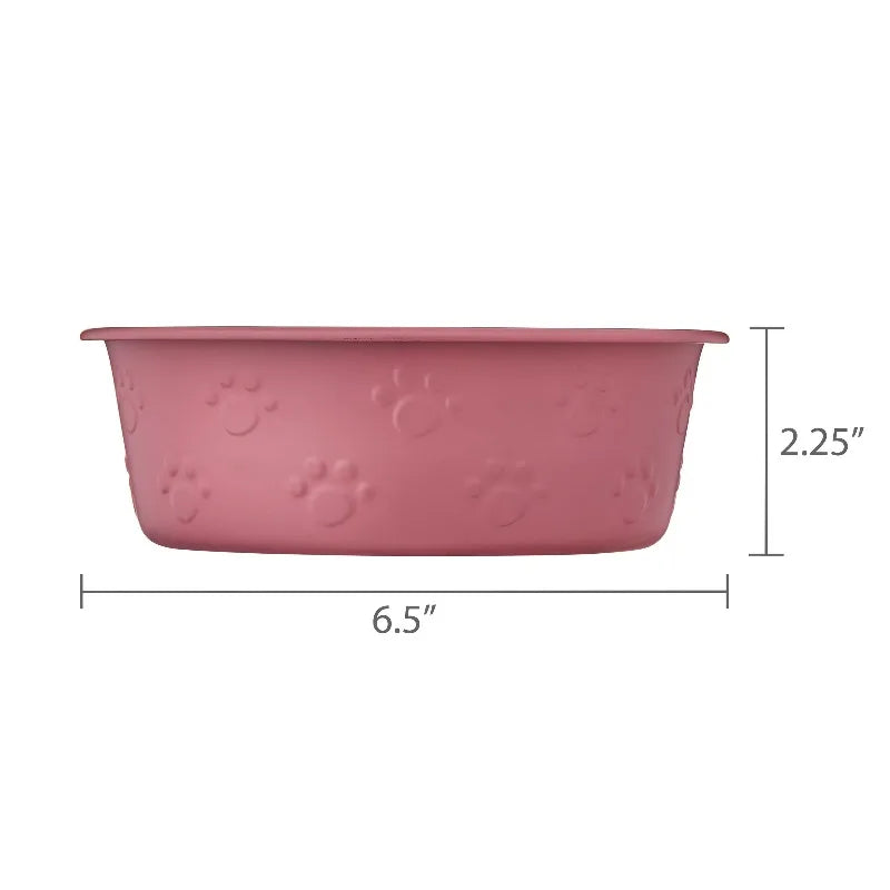 Premium Stainless Steel Dog Bowl Featuring Embossed Paw Designs