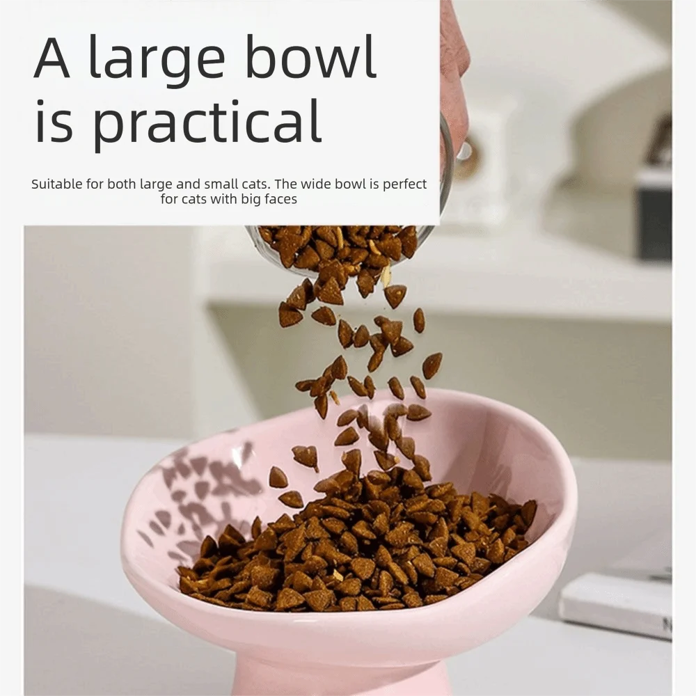 Flower Shape Ceramic Elevated Cat And Dog Feeding Bowl