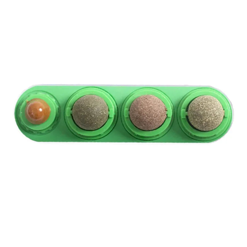 Interactive Rotating Catnip Ball Wall Mount Chew Toy For Pets