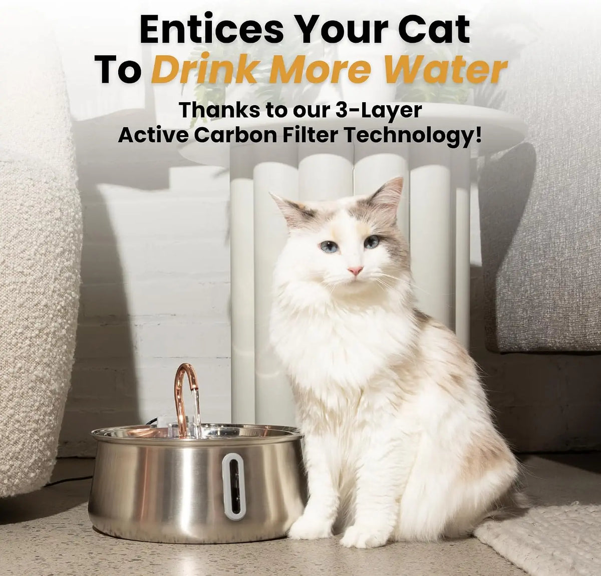 KittySpout Stainless Steel Wireless Cat Water Fountain