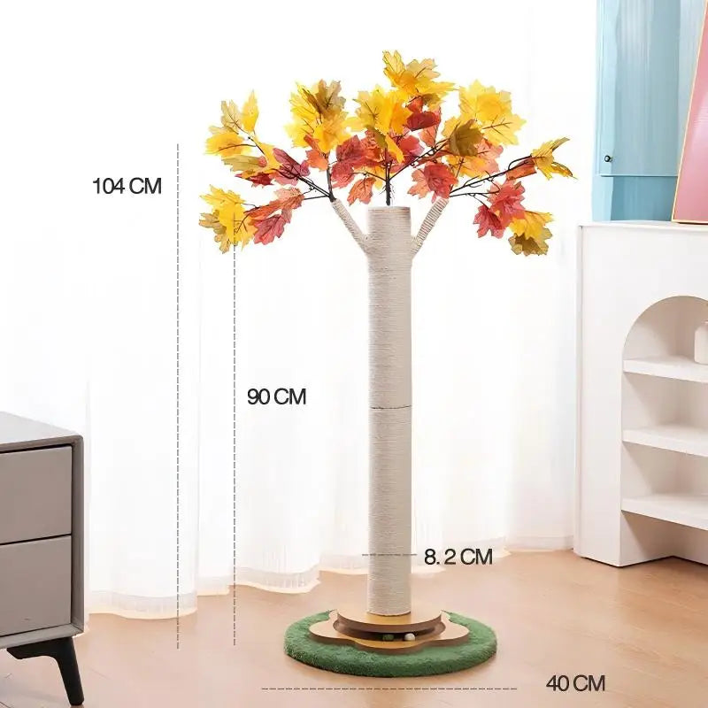 Space Saving Sisal Cat Scratching Tower With Hanging Toy