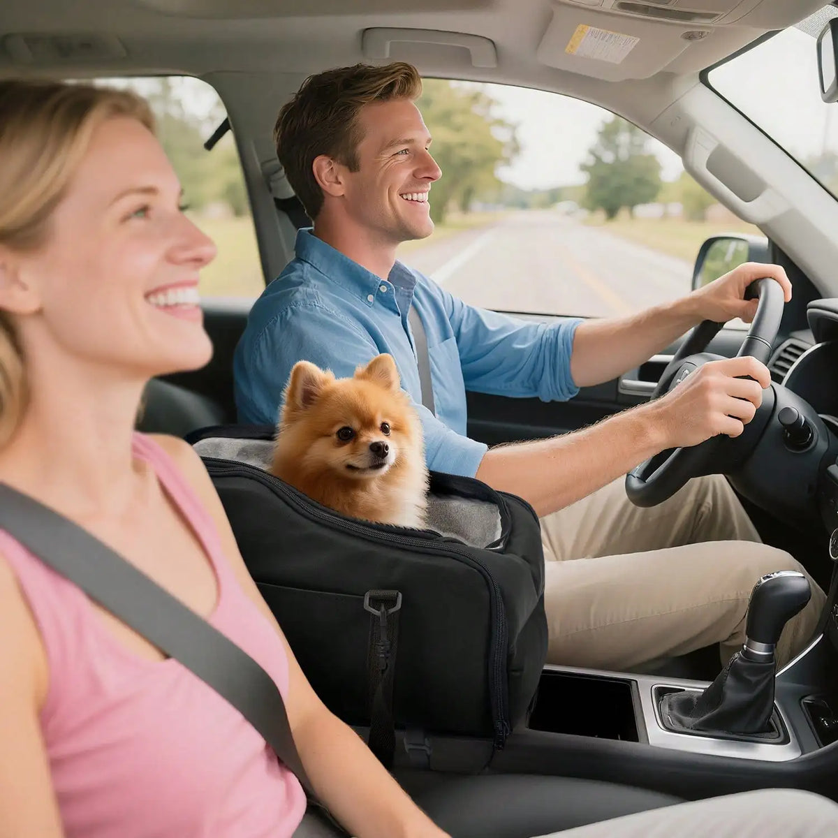 Center Console Pet Car Seat With Removable Plush Liner