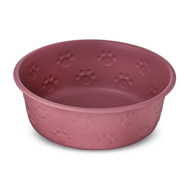 Premium Stainless Steel Dog Bowl Featuring Embossed Paw Designs