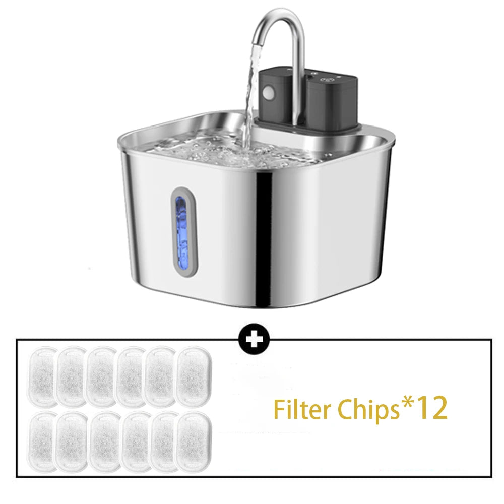 ZYfeeder Smart Stainless Steel Pet Water Fountain With Rechargeable Battery