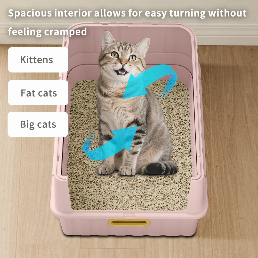 Covered Cat Litter Box Featuring Leak Resistant Pull Out Drawer