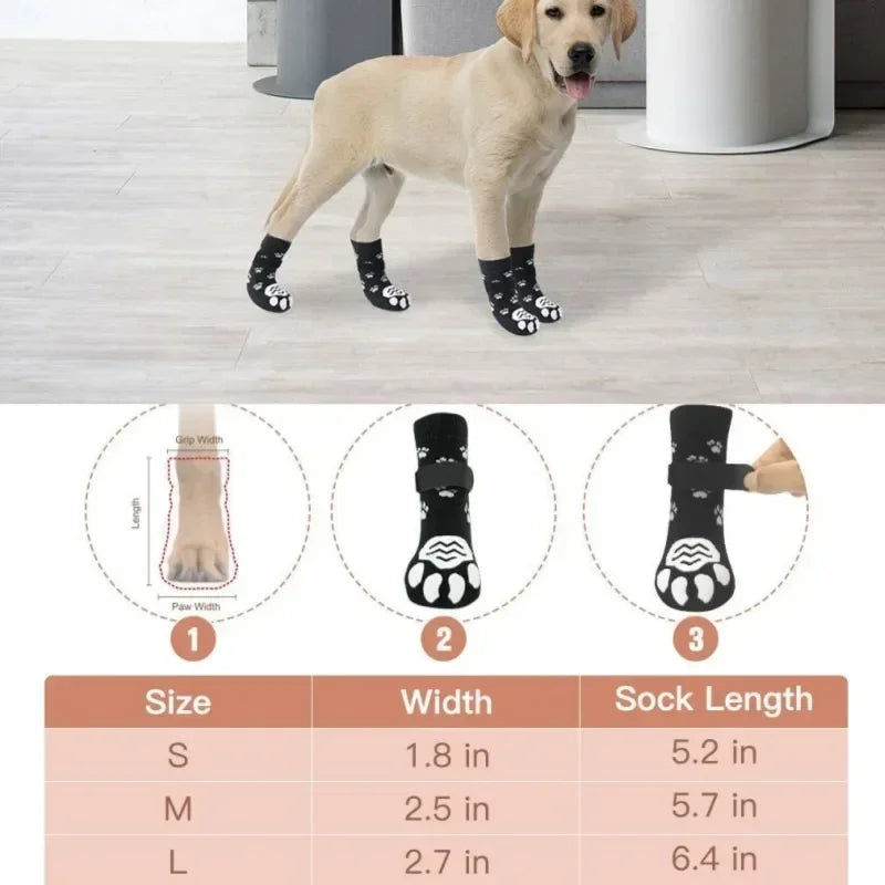 Adjustable Non Slip Dog Socks For Indoor Pet Paw Protection