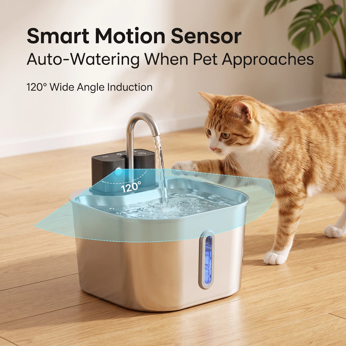 ZYfeeder Smart Stainless Steel Pet Water Fountain With Rechargeable Battery