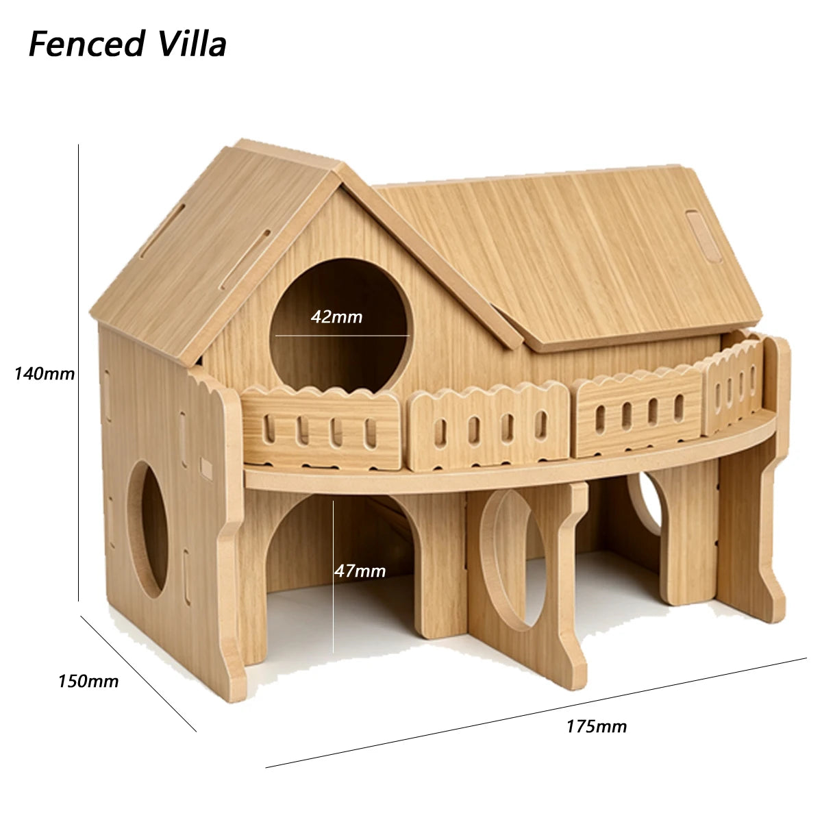 Wooden Hamster Villa MultiChamber Small Pet Hideout Shelter