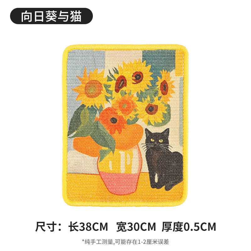 Wall Mounted Sisal Cat Scratch Pad Decompression Toy Board