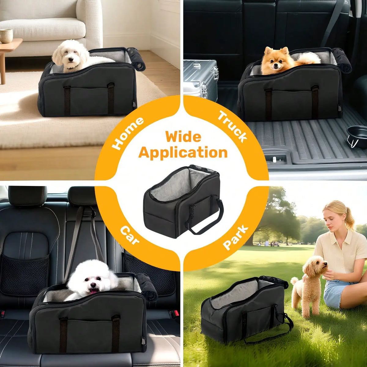 Center Console Pet Car Seat With Removable Plush Liner
