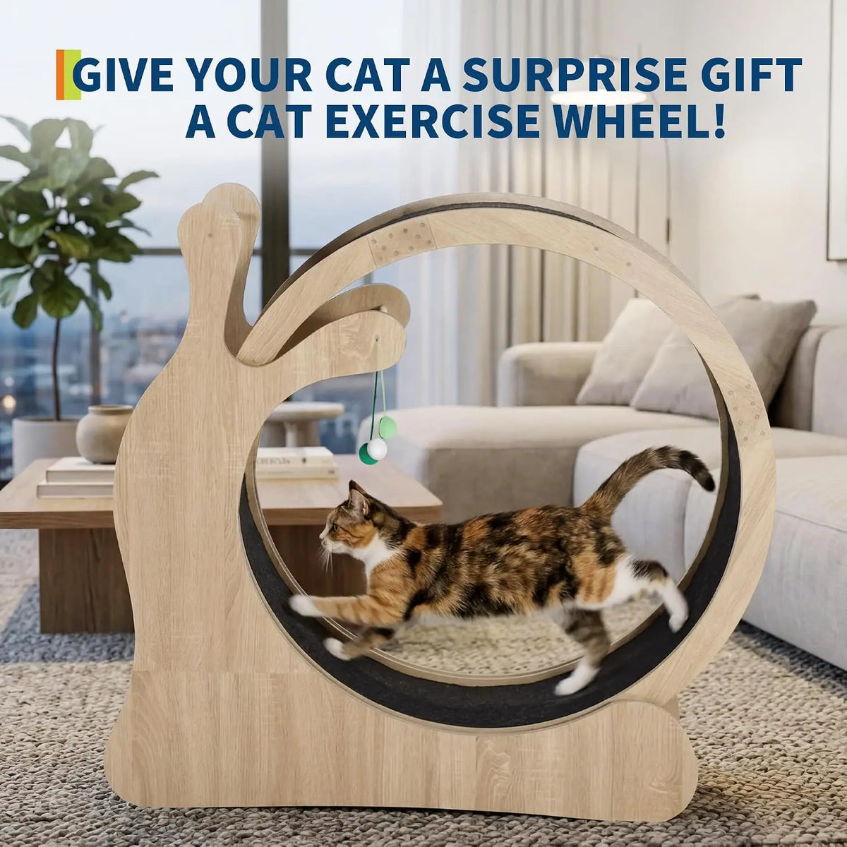 Garvee Multifunctional Pine Wood Cat Running Wheel Frame