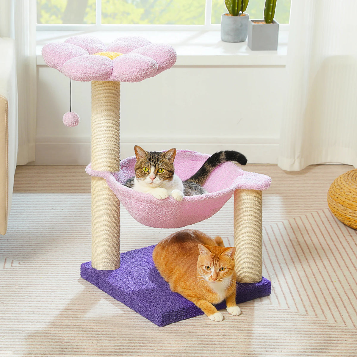 PAWZ Road Flower Cat Scratcher With Sisal Rope And Hammock
