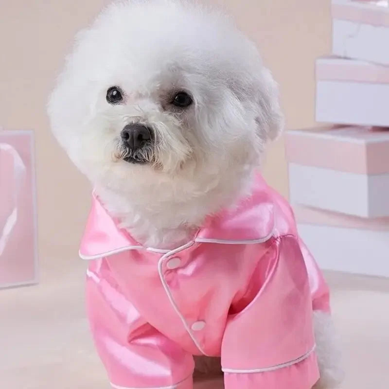 Silk Two Legged Button Closure Pajamas For Small Pets