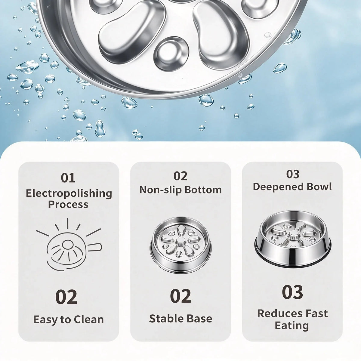 Premium Stainless Steel Flower Shaped Slow Feeder Dog Bowl