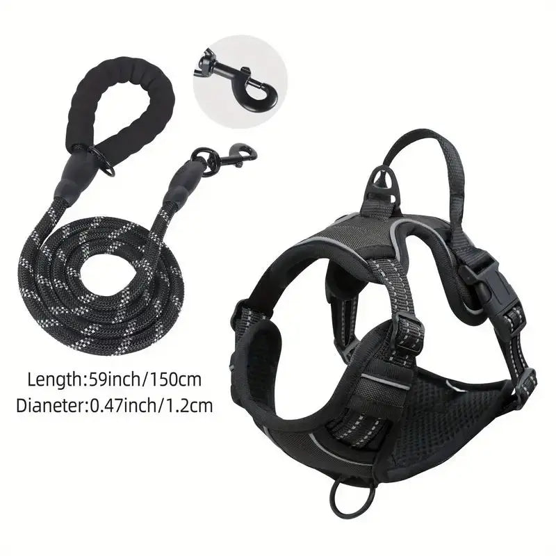 JTPAWS Reflective Service Dog Harness With Front Clip Handle