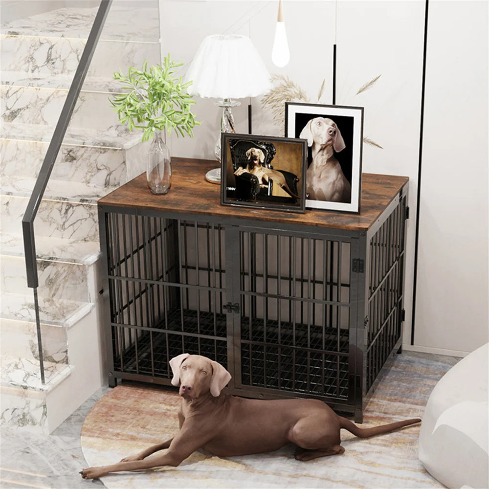 Borwart Elevated Wooden Dog Crate Furniture Style Kennel
