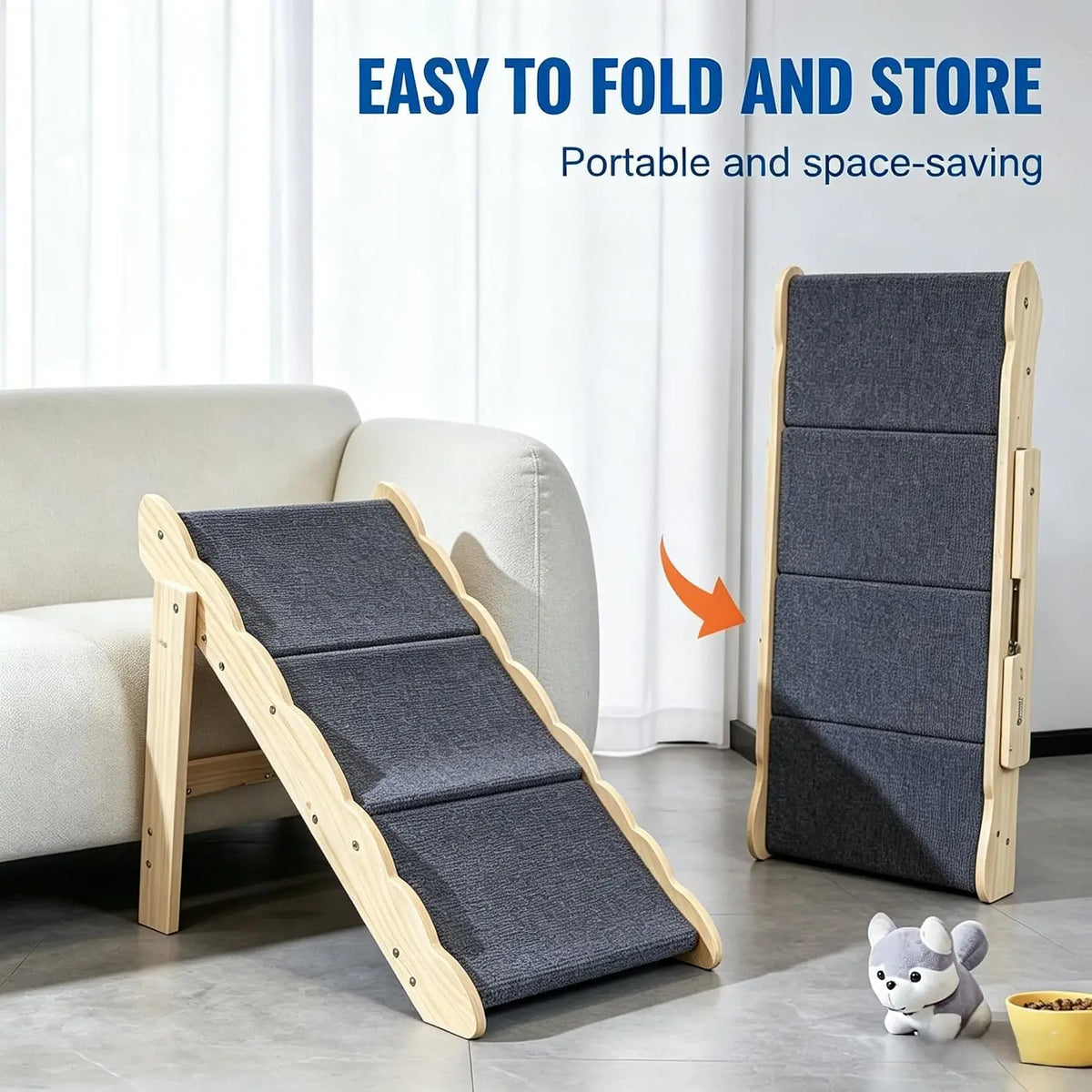 Garvee Wooden Pet Ramp Featuring Secure Non Slip Treads