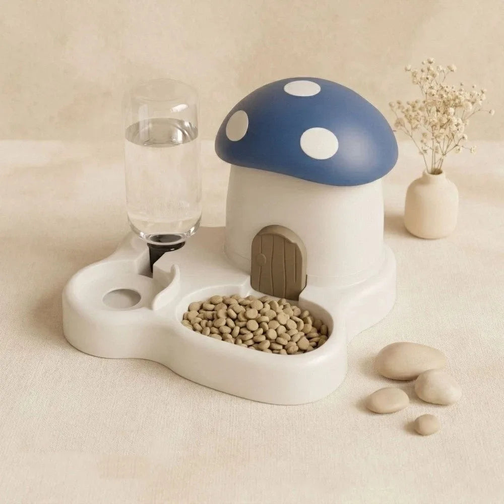 2 In 1 Mushroom Cat Automatic Feeder Combined Water Dispenser