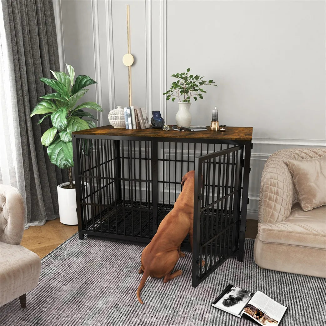 Borwart Elevated Wooden Dog Crate Furniture Style Kennel