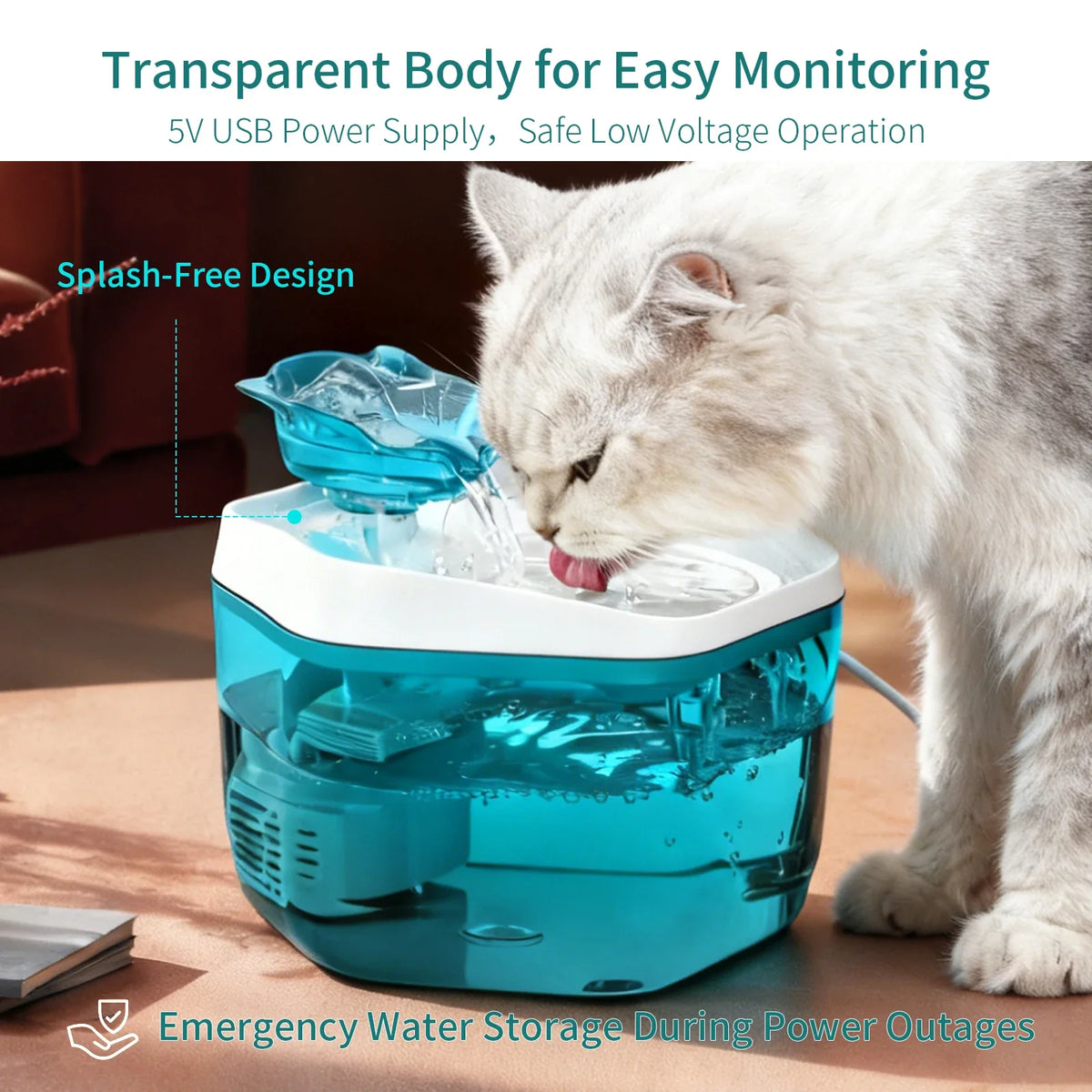 Pet Dance USB Charging Cat Water Dispenser Fountain