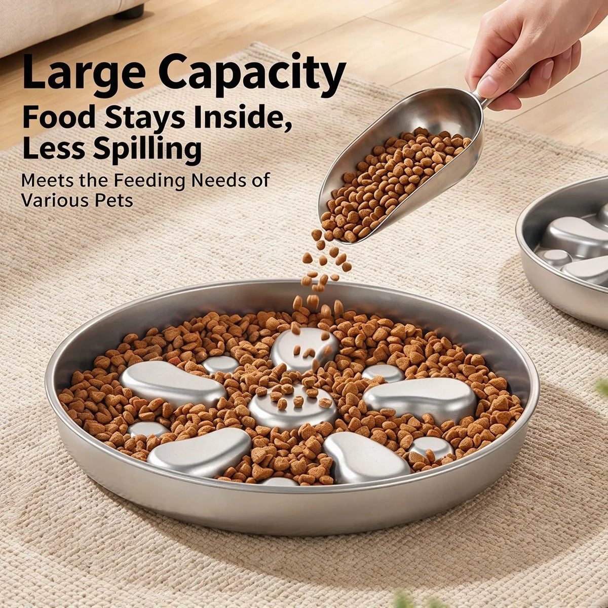 Premium Stainless Steel Flower Shaped Slow Feeder Dog Bowl