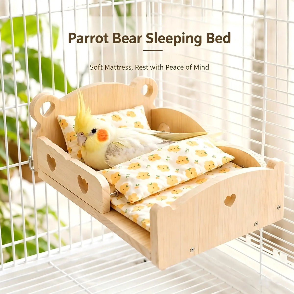 Wooden Parrot Bird Bed for Cage Mounted Sleeping Platform