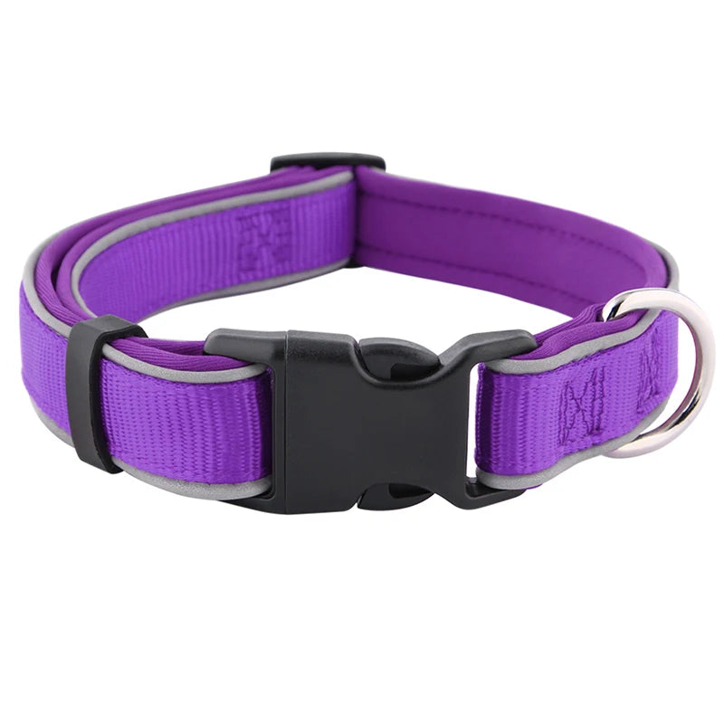 MeowVista Reflective Neoprene Padded Dog Collar Adjustable Quick Release